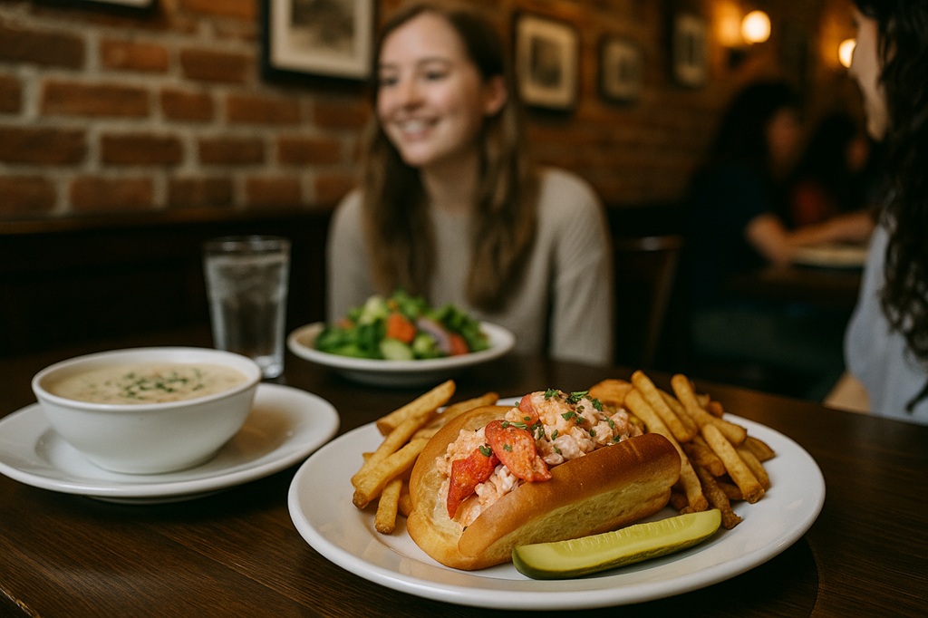 Students dining at a restaurant near Harvard Square