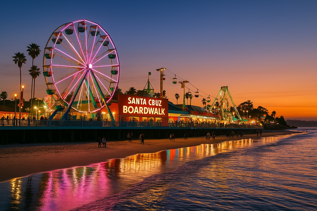Santa Cruz Beach Boardwalk at night